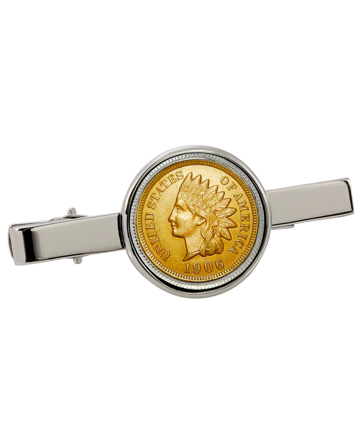 Gold-Layered Indian Penny Coin Tie Clip - Silver