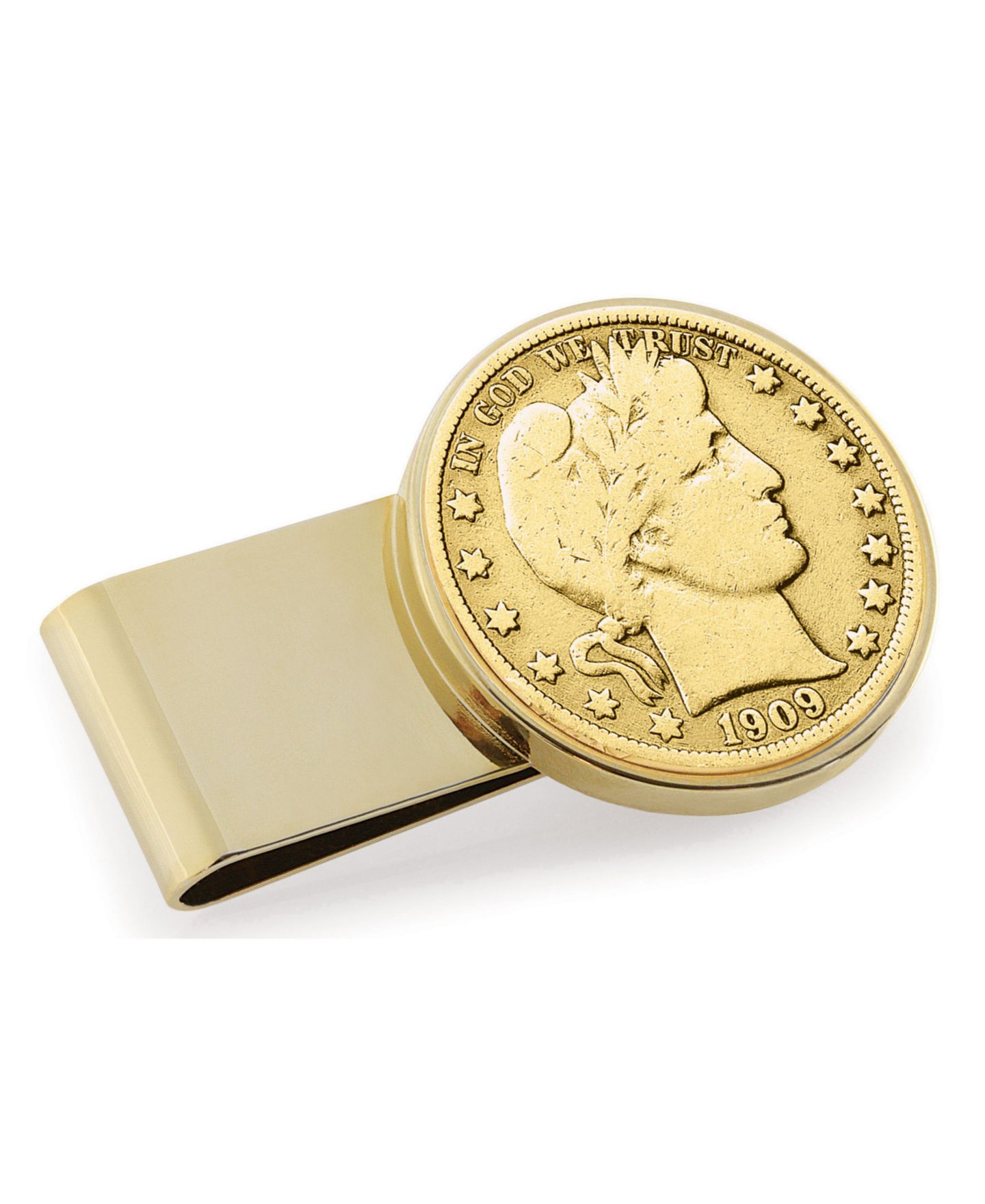 Мужской позолоченный зажим для денег из стали American Coin Treasures с монетой Barber — фото 1