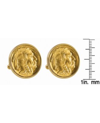 Gold-Layered 1913 First-Year-Of-Issue Buffalo Nickel Bezel Coin Cuff Links