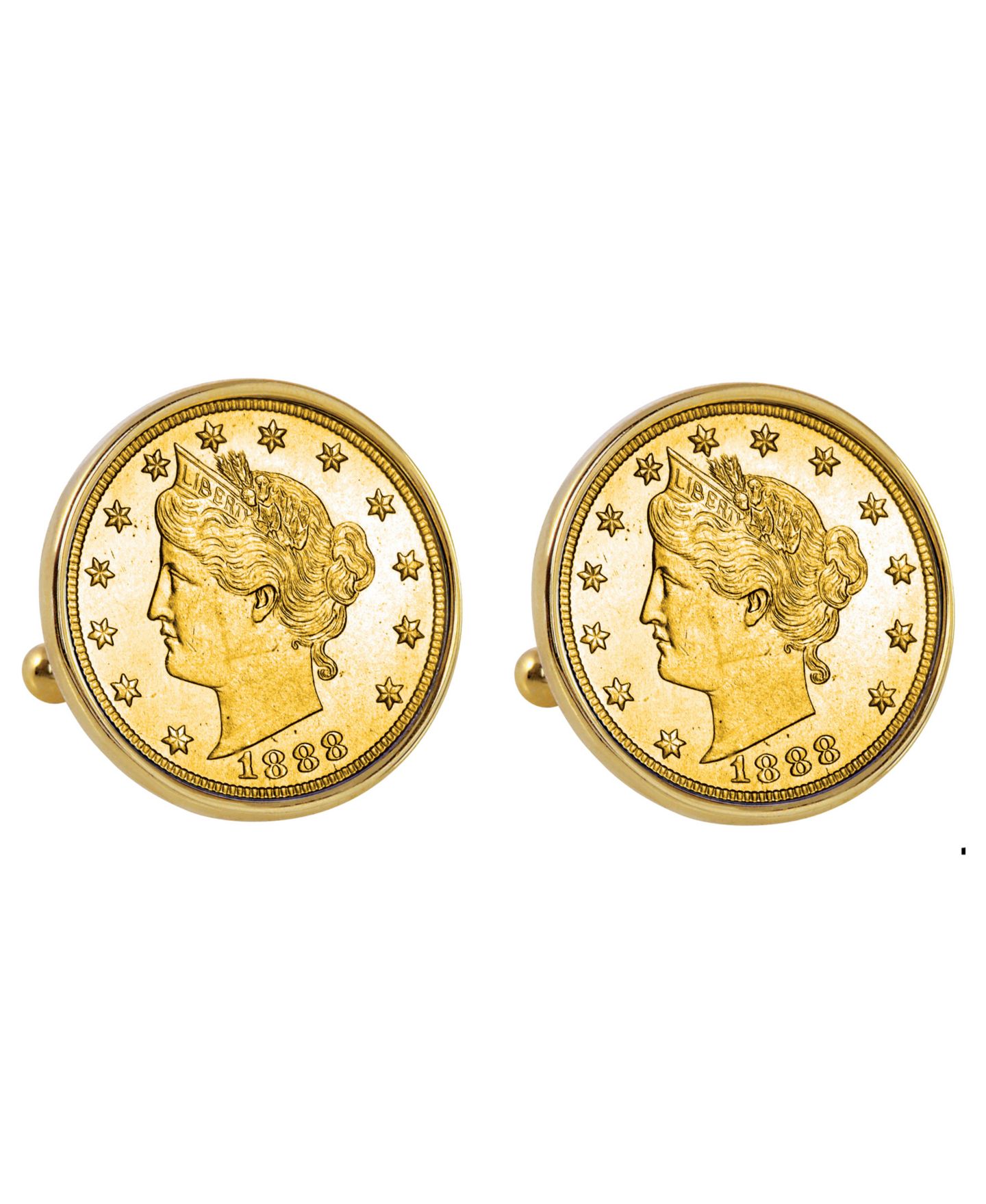 Мужские запонки American Coin Treasures Gold-Layered 1800's Liberty Nickel Bezel Coin Cuff Links — фото 1