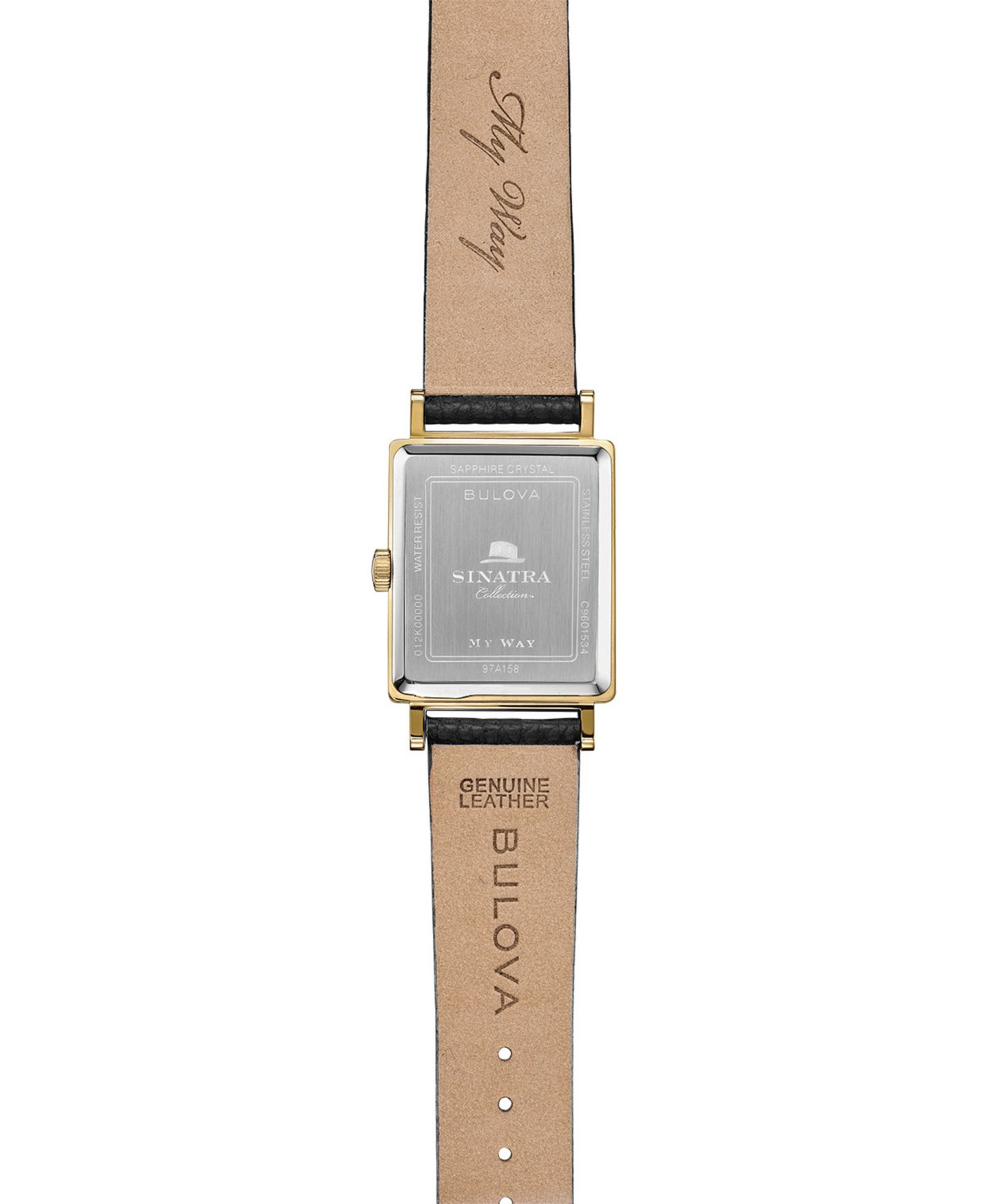 Мужские часы Bulova Frank Sinatra My Way Black Leather Strap Watch 29.5 x 47mm — фото 8