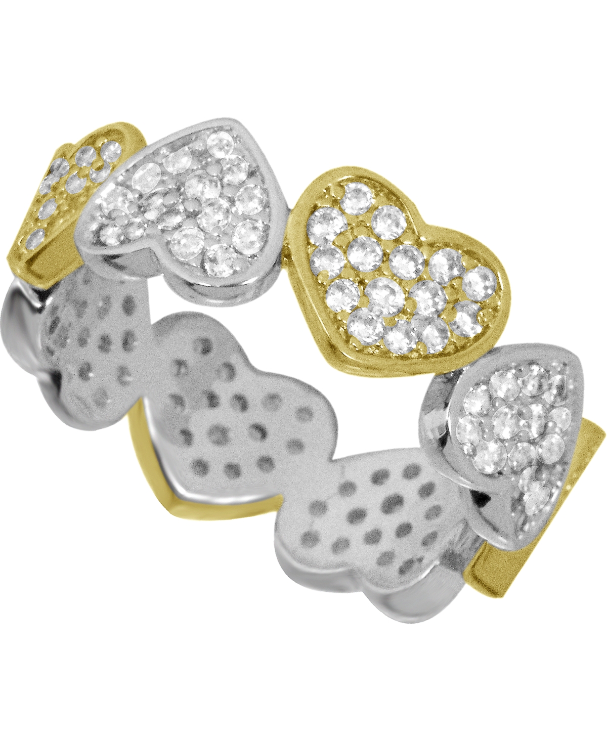 And Now This Cubic Zirconia Heart Ring in Silver- and Gold-Plate - Two-Tone
