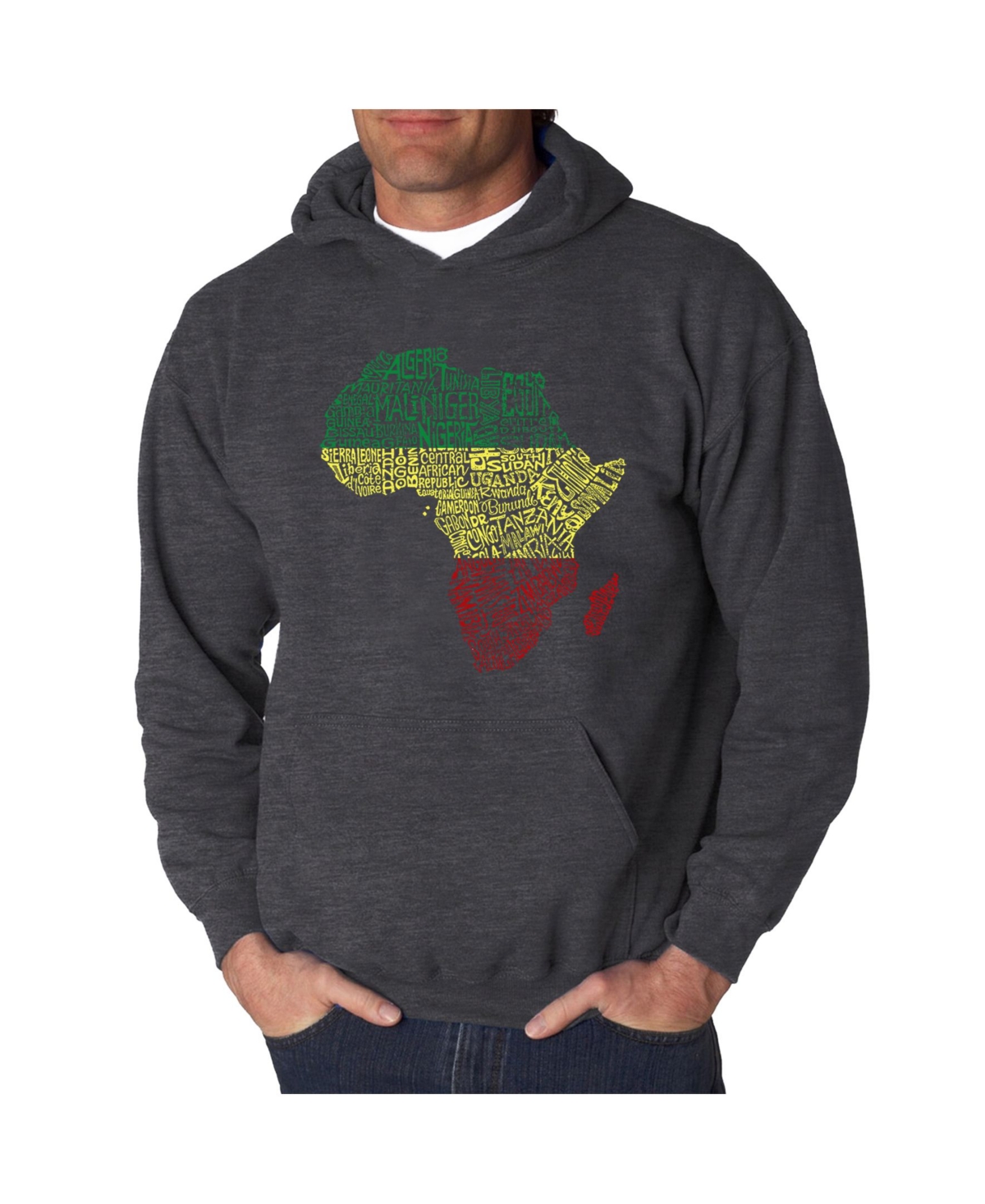 La Pop Art Men's Countries in Africa Word Art Hooded Sweatshirt