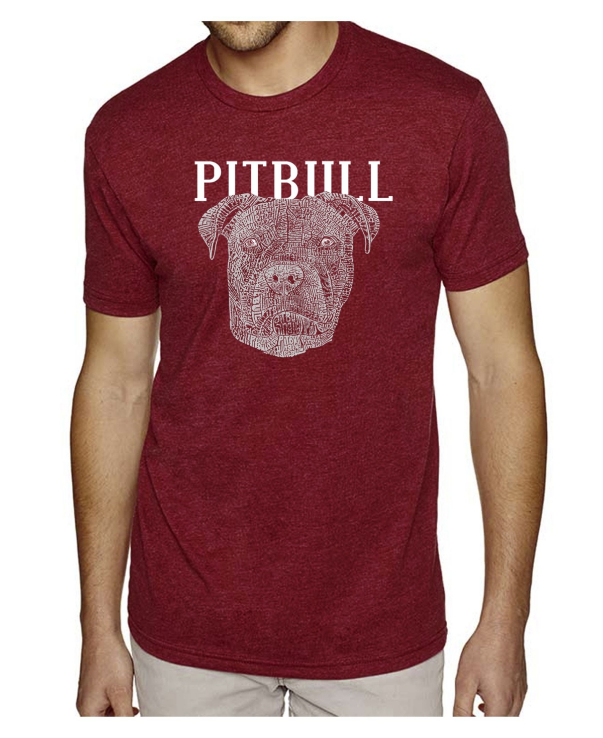 La Pop Art Men's Premium Word Art T-shirt - Pitbull Face