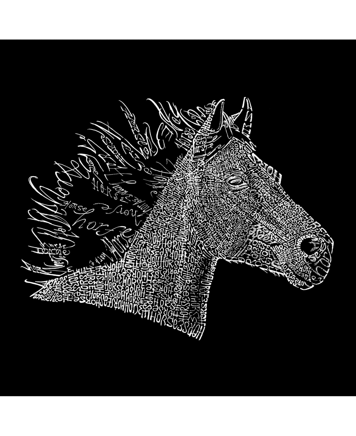 La Pop Art Men's Premium Word Art T-shirt - Horse Mane