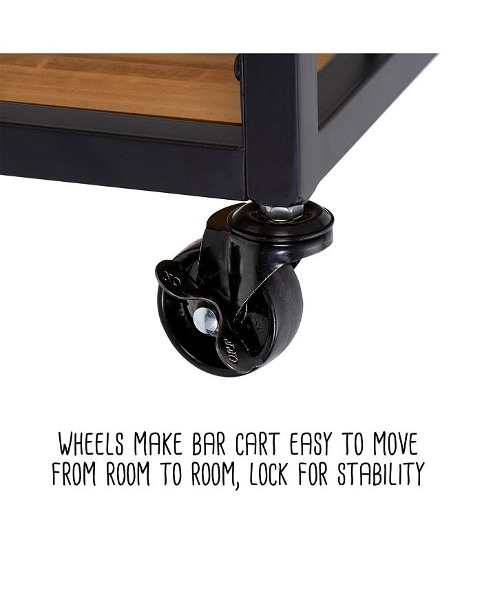 Honey Can Do Industrial Rolling Bar Cart with Removable Serving Tray