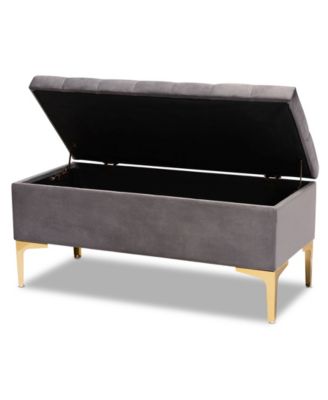 Valere Glam and Luxe Upholstered Button Tufted Storage Ottoman