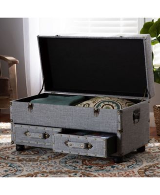 Flynn Modern Transitional Upholstered 2 Drawer Storage Trunk Ottoman