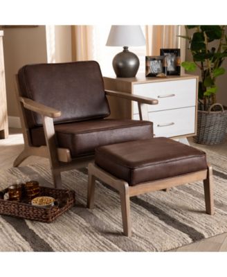 Sigrid Mid-Century Modern Armchair and Ottoman Set