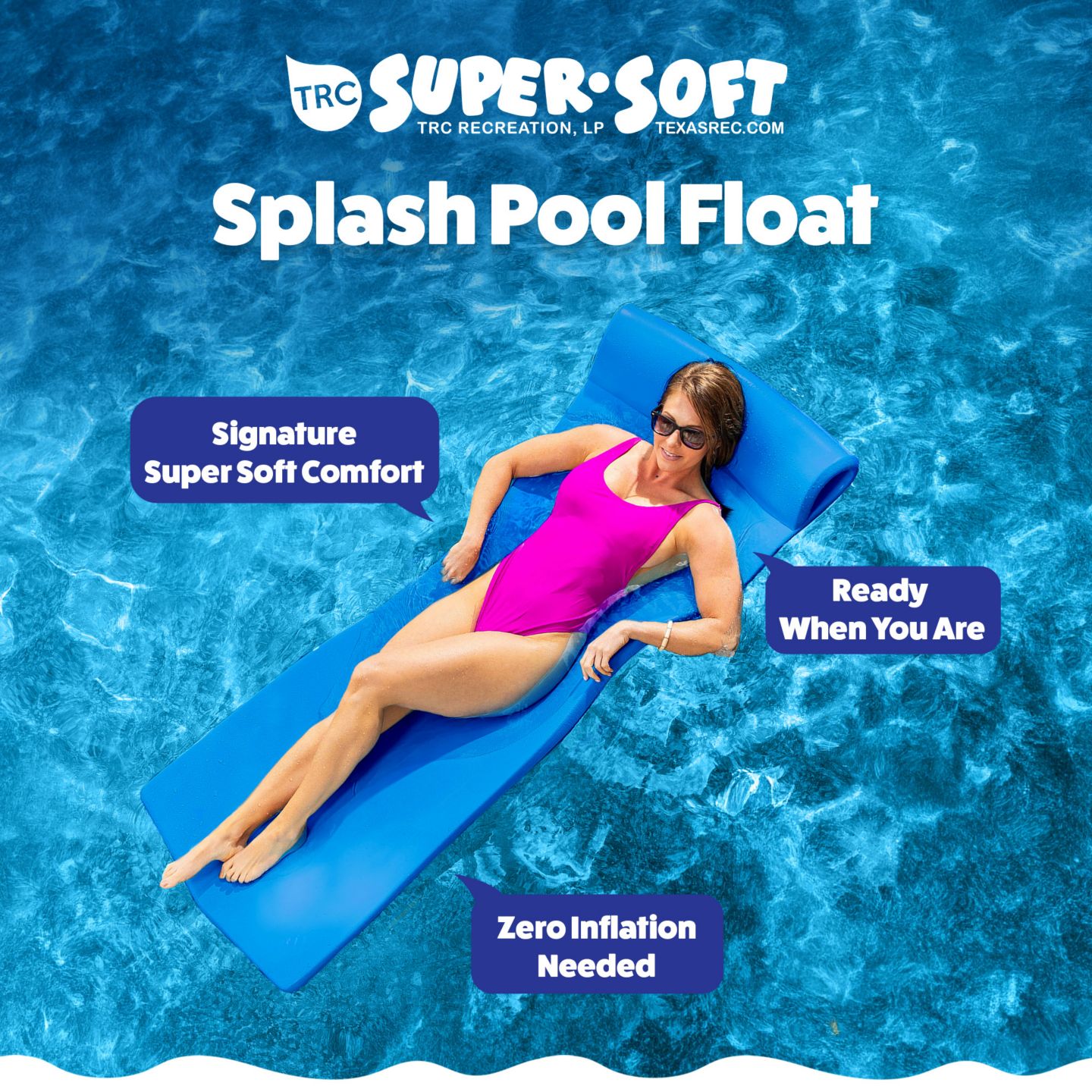 Детская игрушка TRC Recreation Splash 1.25" Thick Foam Swimming Pool Float Mat, Bahama Blue — фото 8