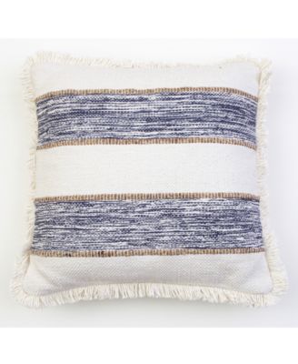 blue fringe pillow