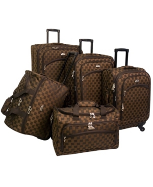 Shop American Flyer Madrid 5 Piece Spinner Luggage Set In Brown