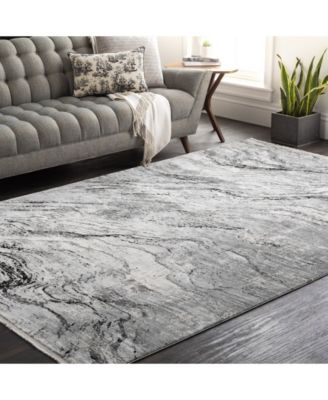 Solar SOR-2309 Charcoal 3' x 8' Runner Area Rug