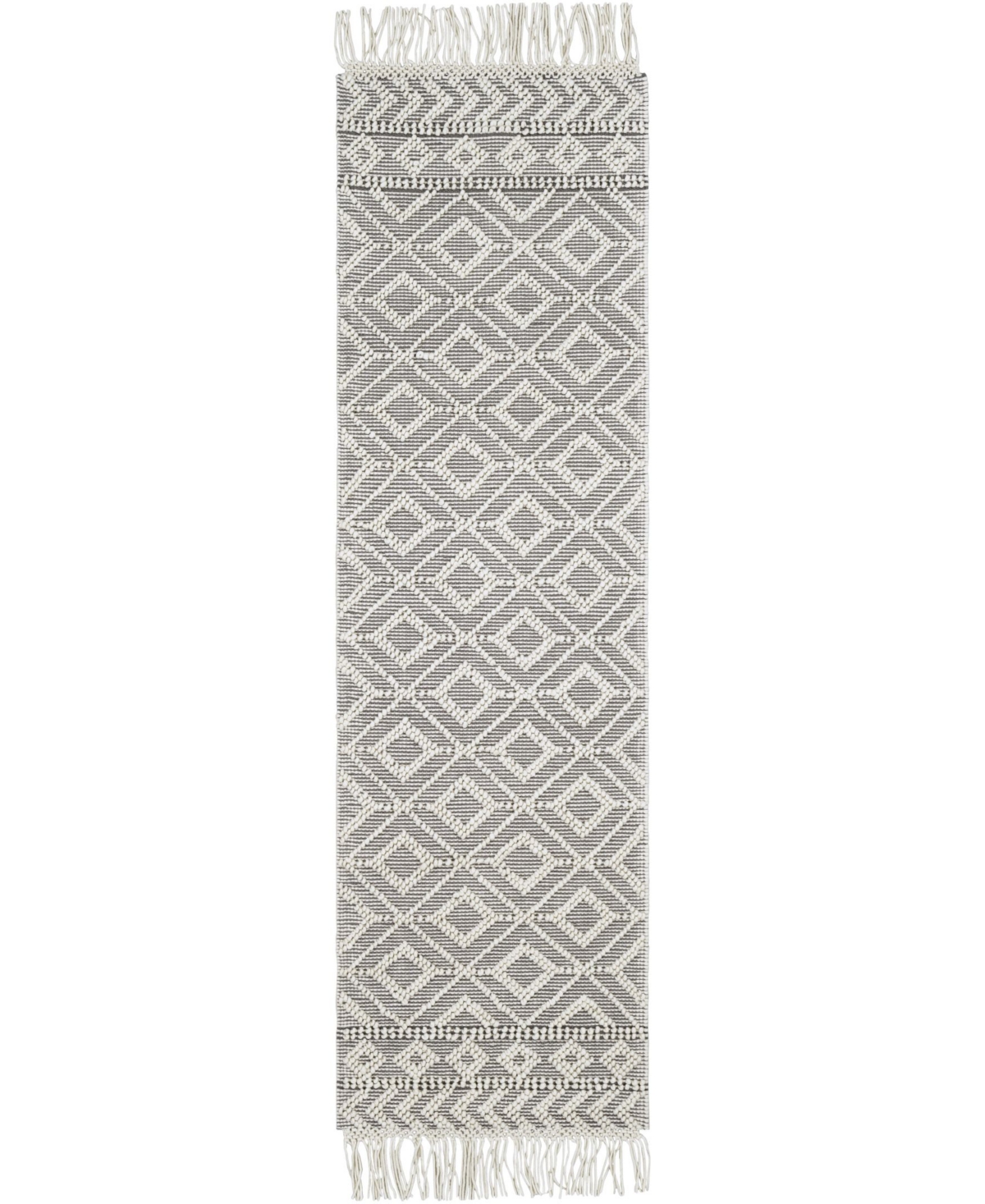 Surya Farmhouse Tassels Fts-2303 Gray 2'6in x 8' Runner Area Rug - Gray