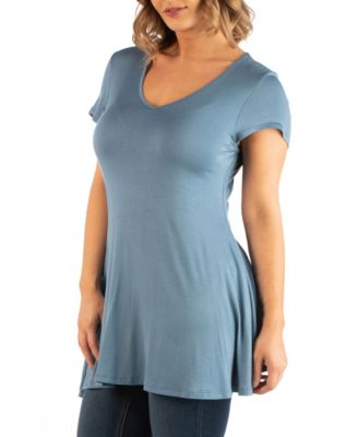 Plus Size Short Sleeve V-Neck Tunic Top