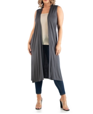 Women's Plus Size Long Cardigan Vest