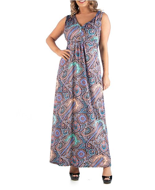 24seven Comfort Apparel Women S Plus Size Paisley Maxi Dress