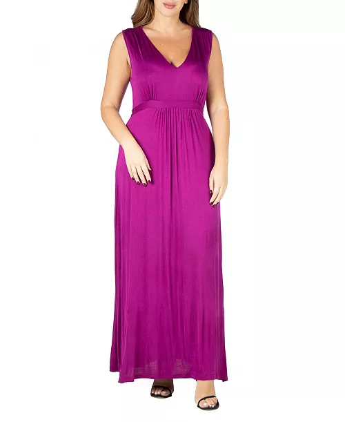 plus size sleeveless empire waist maxi dress