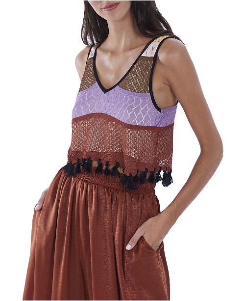 Allison New York Women S Crochet Fringe Tank Top Reviews