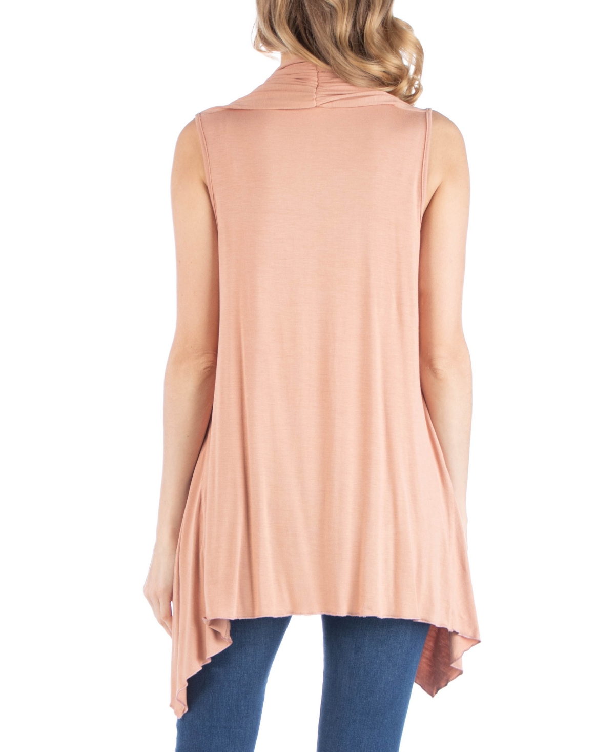 24seven Comfort Apparel Draped Maternity Open Front Sleeveless Cardigan