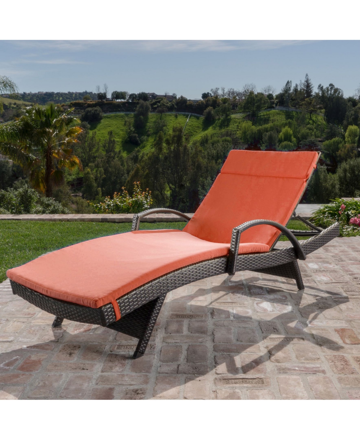 Noble House Salem Outdoor Chaise Lounge with Arms and Cushion