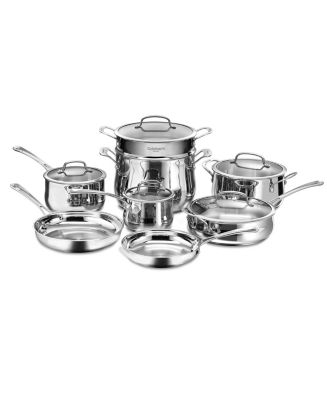 Cuisinart 44-13 13 Piece Contour Stainless Steel Cookware Set Bundle with  Cuisinart Wall Mounted Oval Cookware Rack Stainless Steel 