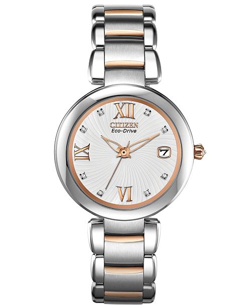 Citizen Women's Eco-Drive Signature Diamond Accent Two-Tone Stainless ...