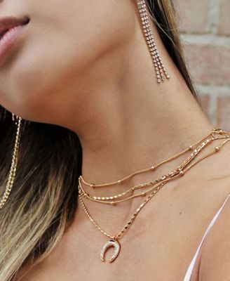 Layered Chain Crescent Horn Women's Necklace