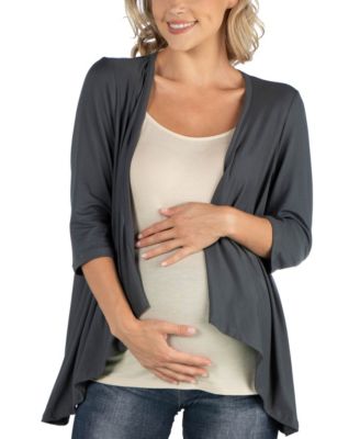Elbow Length Sleeve Maternity Open Cardigan