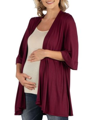 Open Front Elbow Length Sleeve Maternity Cardigan
