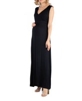 V Neck Sleeveless Maternity Maxi Dress with Belt