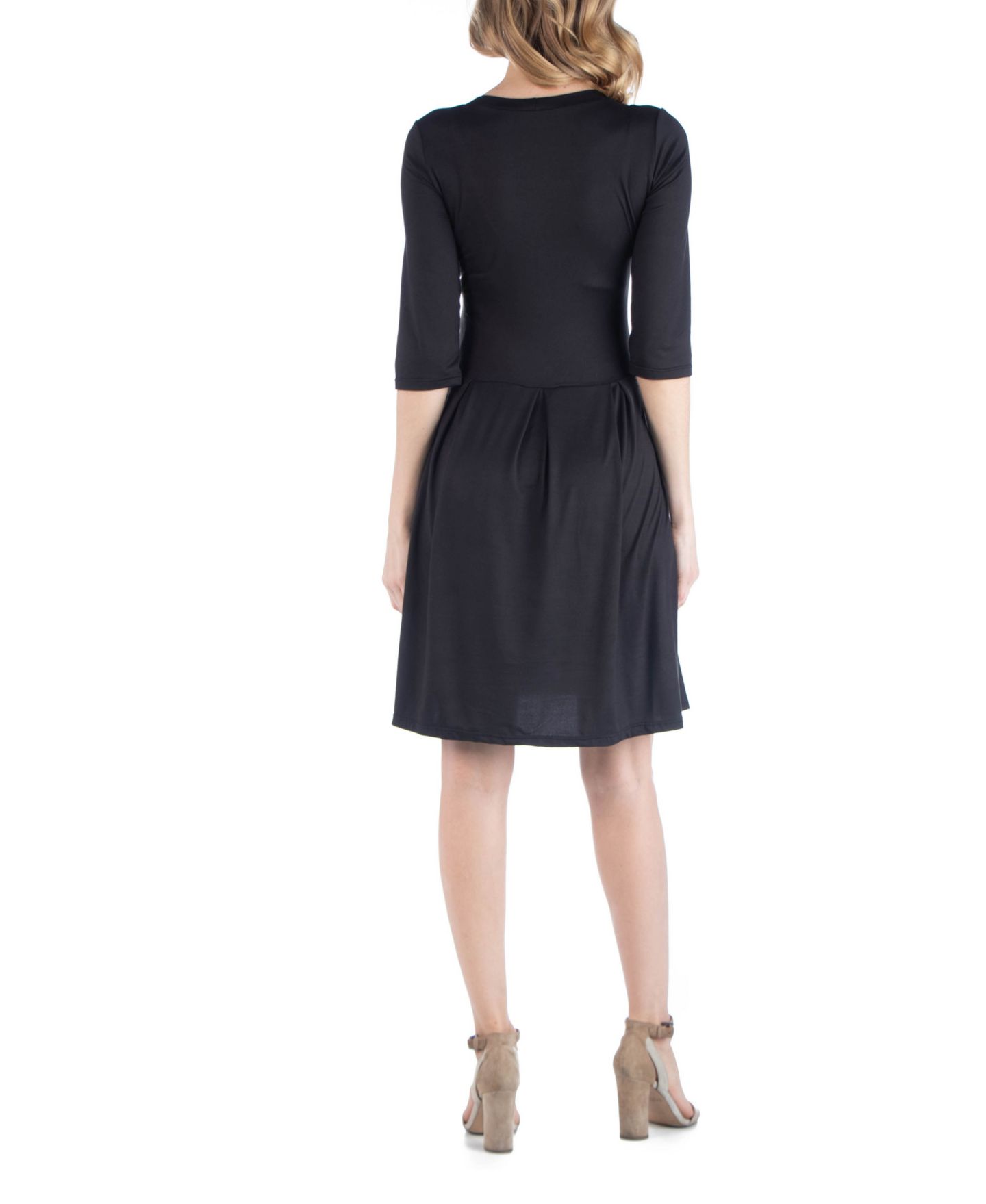 Женское платье 24seven Comfort Apparel Fit and Flare Scoop Neck Maternity, цвет: Чёрный — фото 3