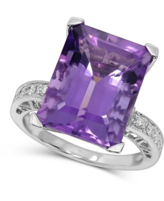 Macy's Amethyst (9 Ct. T.w.) & Diamond (1/8 Ct. T.w.) Ring In 14k White ...