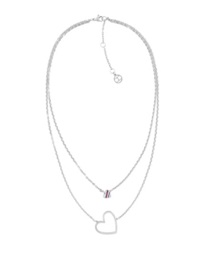 image of Tommy Hilfiger Women-s Silver-Tone Stainless Steel Heart Necklace