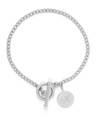 brook york Stella Imitation Pearl Initial Toggle Bracelet - Silver H 69$