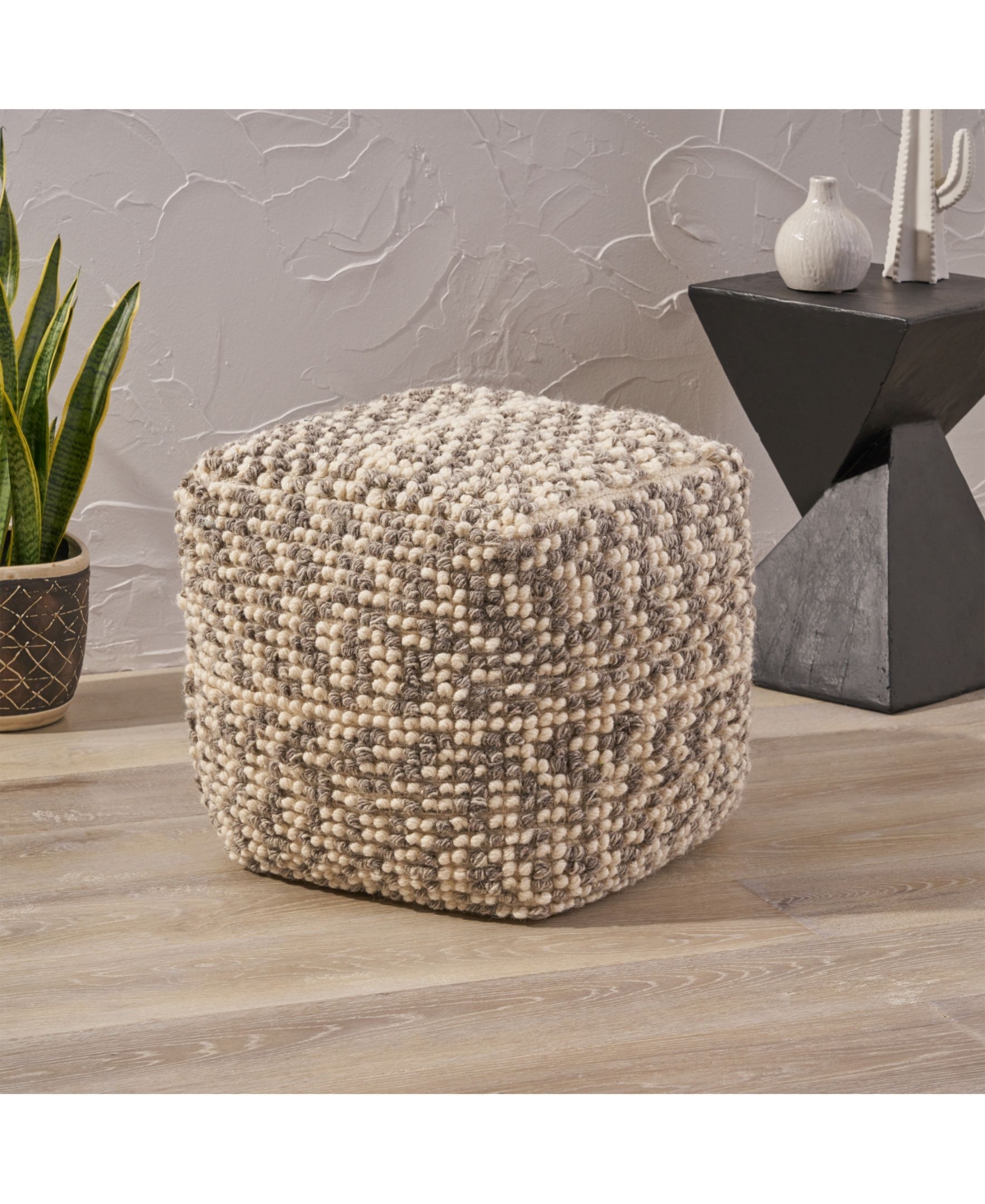 Noble House Candice Boho Ottoman Pouf