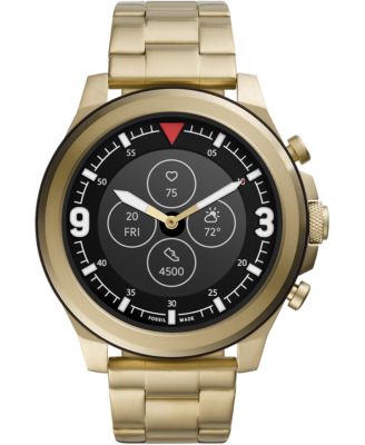 Fossil - Men's Tech Latitude HR Gold-Tone Stainless Steel Bracelet Hybrid Smart Watch 48mm