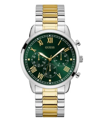 GUESS Men's Two-Tone Green Dial Multifunction Watch 44mm - Macy's