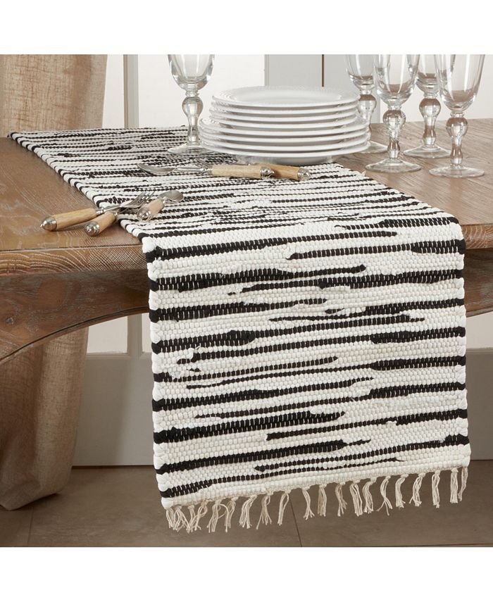 Saro Lifestyle Zebra Chindi Runner - Black - 16 x 72