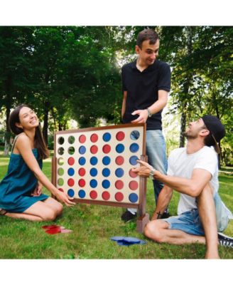 Hey Play 4-In-A-Row - Giant Classic Wooden Game For Indoor And Outdoor Play, 2 Player Strategy And Skill Fun Backyard Lawn Toy For Kids And Adults