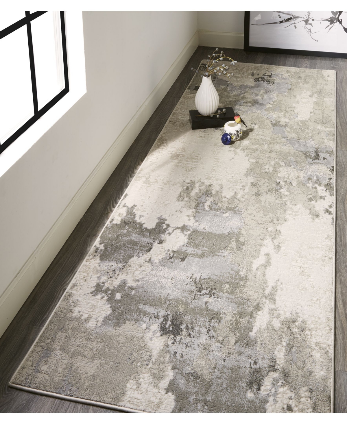 Feizy Prasad R3970 Gray 2'10" x 7'10" Runner Rug