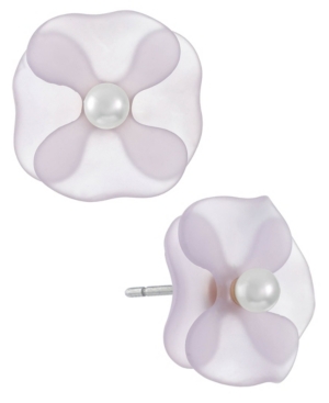 image of Trifari Gold-Tone Resin Flower Statement Stud Earrings