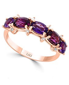 Multi-Gemstone (2-1/4 ct. t.w.) & Diamond (1/20 ct. t.w.) Ring in 14k Rose Gold