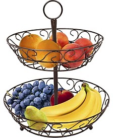2 Tier Countertop Fruit Basket Holder Decorative Bowl Stand