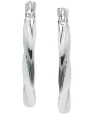 Twist Hoop Earrings in Sterling Silver