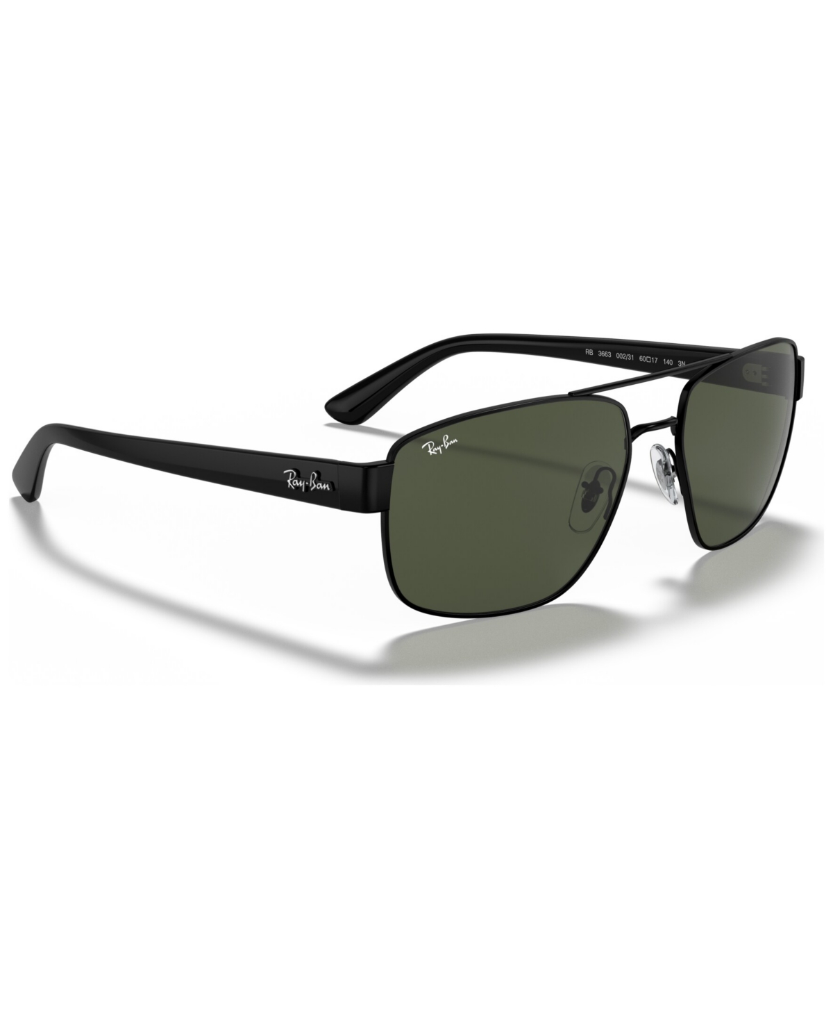 Ray Ban Rb3663 Sunglasses Grey Frame Green Lenses Polarized 60-17 In Shiny Black,green