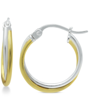 image of Giani Bernini Extra Small Overlap Hoop Earrings in Sterling Silver and 18k Gold-Plate, 15mm, Created for Macy-s