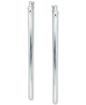 Medium Oval Skinny Hoop Earrings in 18K Gold-Plated Sterling Silver, or Sterling Silver, 1-5/8", Created for Macy's