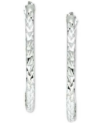 Giani Bernini - Small Textured Hoop Earrings in Sterling Silver, 1"
