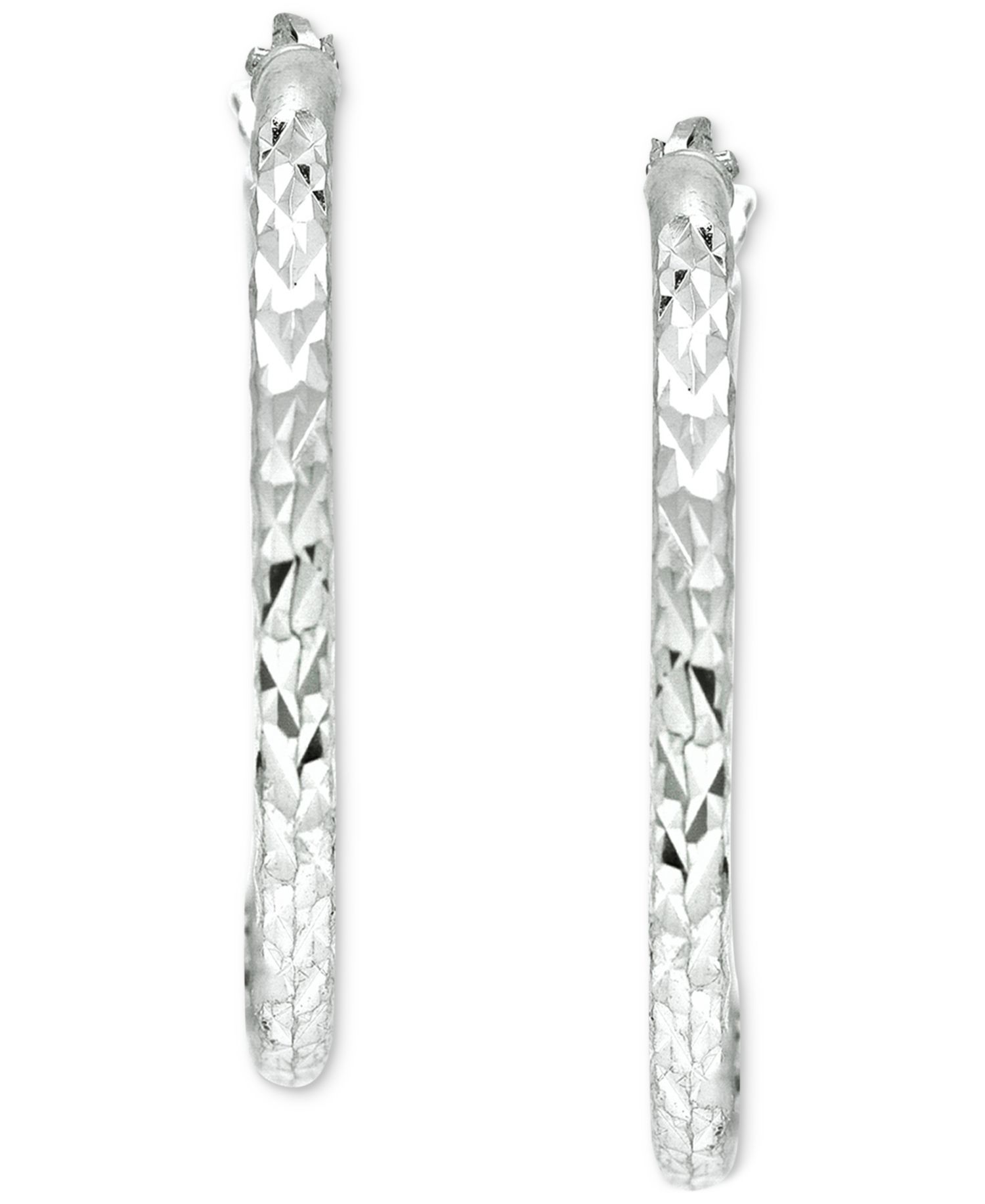 Small Textured Hoop Earrings in Sterling Silver, 1"